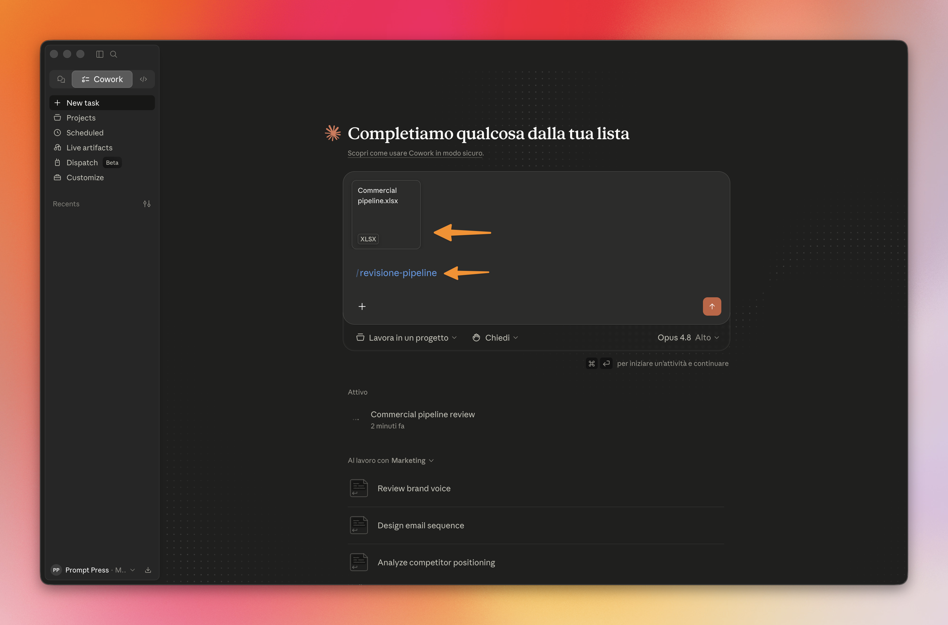 Menu skill con / nel campo di input